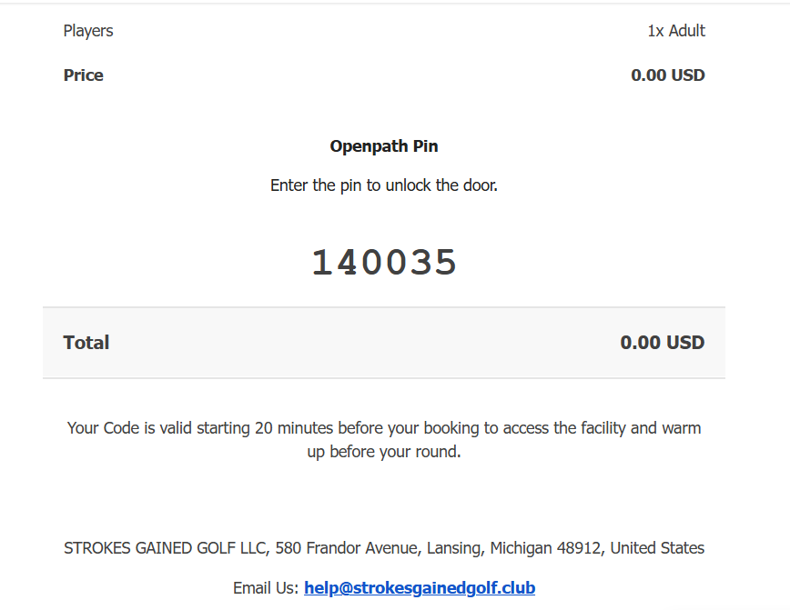 Booking Step 8 - Access Code